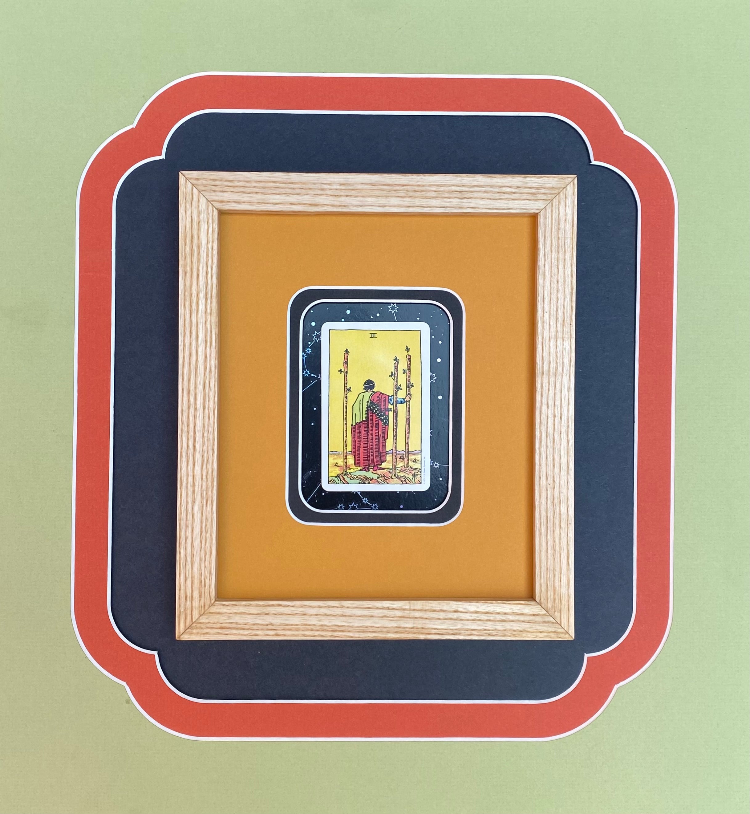 THREE OF WANDS - Framed Tarot Card